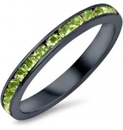 3mm Full Eternity Band Channel Setting Round Simulated Stone 925 Sterling Silver Choose Color Black Tone Simulated Peridot CZ...