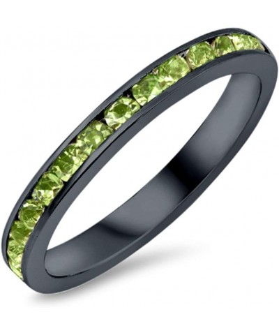 3mm Full Eternity Band Channel Setting Round Simulated Stone 925 Sterling Silver Choose Color Black Tone Simulated Peridot CZ...