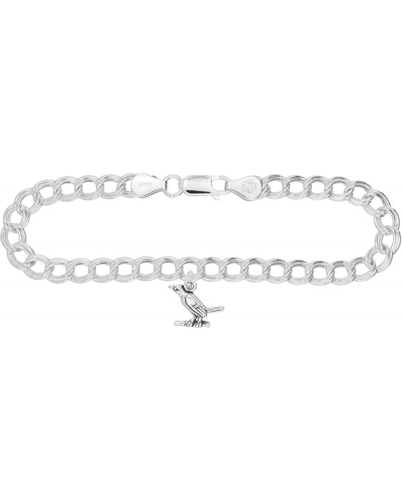 Sterling Silver Wren Bird on 4 Millimeter Charm Bracelet 7.0 Inches $17.71 Bracelets