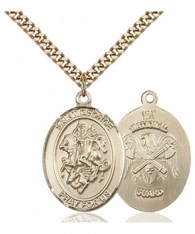 14KT Gold Filled Catholic Saint Military Medal Pendant, 1 Inch Saint George National Guard $102.45 Pendants