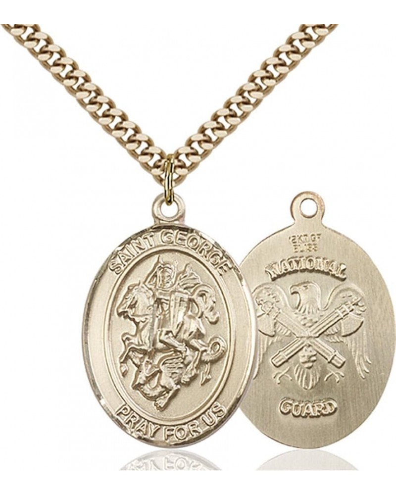 14KT Gold Filled Catholic Saint Military Medal Pendant, 1 Inch Saint George National Guard $102.45 Pendants