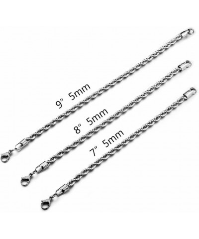 Twist Chain Necklace - Stainless Steel Rope Jewelry for Men & Women 9 Inches 5mm Wide $9.71 Necklaces