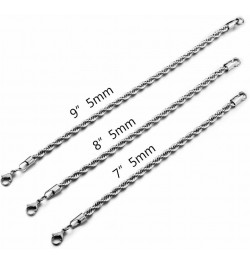 Twist Chain Necklace - Stainless Steel Rope Jewelry for Men & Women 9 Inches 5mm Wide $9.71 Necklaces