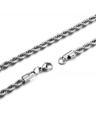 Twist Chain Necklace - Stainless Steel Rope Jewelry for Men & Women 9 Inches 5mm Wide $9.71 Necklaces