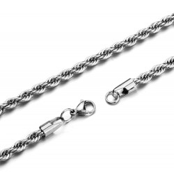 Twist Chain Necklace - Stainless Steel Rope Jewelry for Men & Women 9 Inches 5mm Wide $9.71 Necklaces