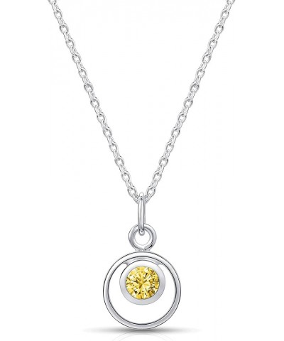 Lumini Women 925 Sterling Silver Simulated Birthstone Pendant Necklace 11. November - Simulated Topaz $17.09 Necklaces