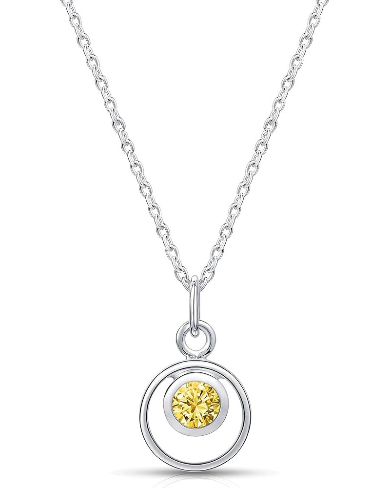 Lumini Women 925 Sterling Silver Simulated Birthstone Pendant Necklace 11. November - Simulated Topaz $17.09 Necklaces