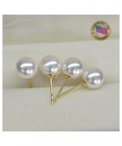 Japanese Akoya Cultured Pearl Stud Earrings 18K Solid Yellow White or Rose gold 5.5-6mm 7-7.5mm 7.5-8mm 8-8.5mm 8.5-9mm 9-9.5...