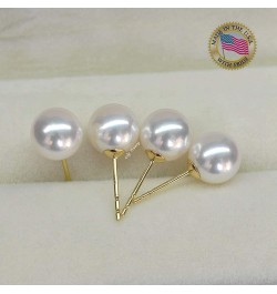 Japanese Akoya Cultured Pearl Stud Earrings 18K Solid Yellow White or Rose gold 5.5-6mm 7-7.5mm 7.5-8mm 8-8.5mm 8.5-9mm 9-9.5...