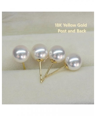 Japanese Akoya Cultured Pearl Stud Earrings 18K Solid Yellow White or Rose gold 5.5-6mm 7-7.5mm 7.5-8mm 8-8.5mm 8.5-9mm 9-9.5...