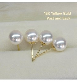 Japanese Akoya Cultured Pearl Stud Earrings 18K Solid Yellow White or Rose gold 5.5-6mm 7-7.5mm 7.5-8mm 8-8.5mm 8.5-9mm 9-9.5...