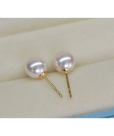 Japanese Akoya Cultured Pearl Stud Earrings 18K Solid Yellow White or Rose gold 5.5-6mm 7-7.5mm 7.5-8mm 8-8.5mm 8.5-9mm 9-9.5...