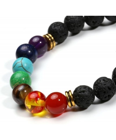 7 Chakra Beaded Stone Bracelets for Women Men Meditation Essentail Oil Diffusing Lava Rock Wristbands for Woman Man Reiki Hea...