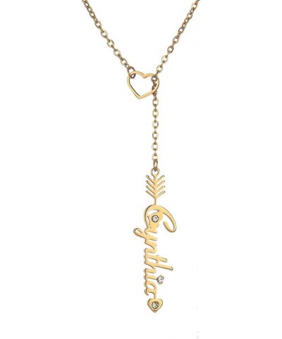 Heart Shaped Arrow Y Necklace with Name 18 + 2 in Made of PVD Gold Plated Stainless Steel Cynthia Stainless Steel $8.26 Neckl...