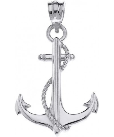 14k Anchor Nautical Rope Sailor Navy Charm Pendant White Gold $47.99 Pendants