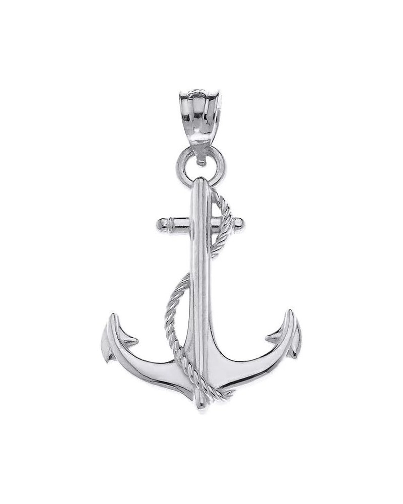 14k Anchor Nautical Rope Sailor Navy Charm Pendant White Gold $47.99 Pendants