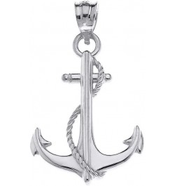 14k Anchor Nautical Rope Sailor Navy Charm Pendant White Gold $47.99 Pendants