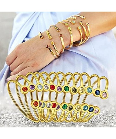 Birthstone Cuff Bracelets for Women Dainty Simple Infinity 316L Stainless Steel/18K Gold Plated Bangle Minimalist Jan - Dec B...