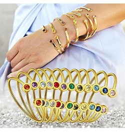 Birthstone Cuff Bracelets for Women Dainty Simple Infinity 316L Stainless Steel/18K Gold Plated Bangle Minimalist Jan - Dec B...