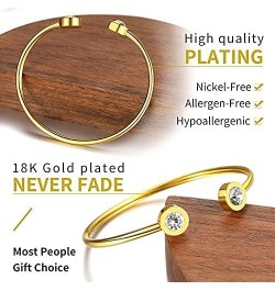 Birthstone Cuff Bracelets for Women Dainty Simple Infinity 316L Stainless Steel/18K Gold Plated Bangle Minimalist Jan - Dec B...