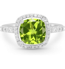 Halo Art Deco Cushion Cut Wedding Engagement Ring Round Cubic Zirconia 925 Sterling Silver Bridal Ring Simulated Peridot CZ $...