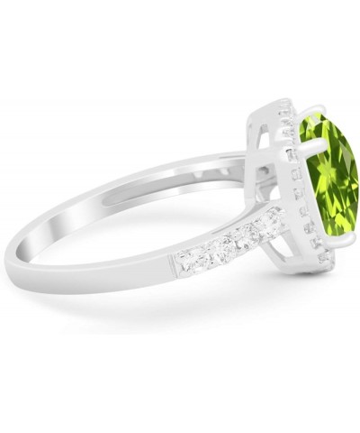 Halo Art Deco Cushion Cut Wedding Engagement Ring Round Cubic Zirconia 925 Sterling Silver Bridal Ring Simulated Peridot CZ $...