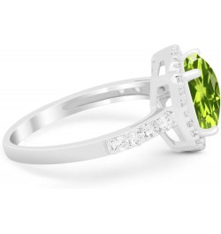 Halo Art Deco Cushion Cut Wedding Engagement Ring Round Cubic Zirconia 925 Sterling Silver Bridal Ring Simulated Peridot CZ $...