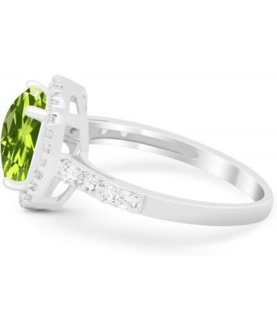 Halo Art Deco Cushion Cut Wedding Engagement Ring Round Cubic Zirconia 925 Sterling Silver Bridal Ring Simulated Peridot CZ $...