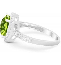 Halo Art Deco Cushion Cut Wedding Engagement Ring Round Cubic Zirconia 925 Sterling Silver Bridal Ring Simulated Peridot CZ $...