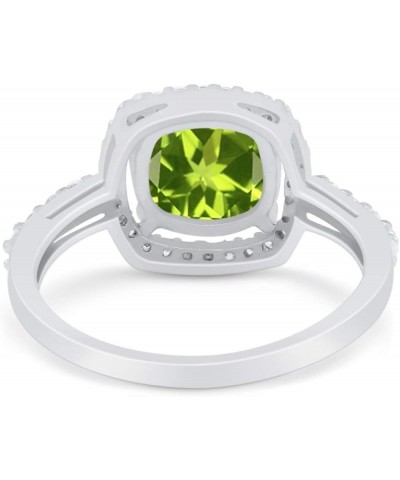 Halo Art Deco Cushion Cut Wedding Engagement Ring Round Cubic Zirconia 925 Sterling Silver Bridal Ring Simulated Peridot CZ $...