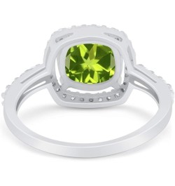 Halo Art Deco Cushion Cut Wedding Engagement Ring Round Cubic Zirconia 925 Sterling Silver Bridal Ring Simulated Peridot CZ $...