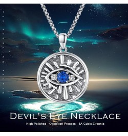 Evil Eye Necklace S925 Sterling Silver Blue Evil Eyes Pendant Protection Charm Necklaces Jewelry Gifts for Women Men Dark Blu...