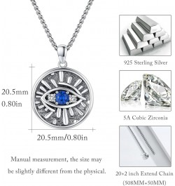 Evil Eye Necklace S925 Sterling Silver Blue Evil Eyes Pendant Protection Charm Necklaces Jewelry Gifts for Women Men Dark Blu...