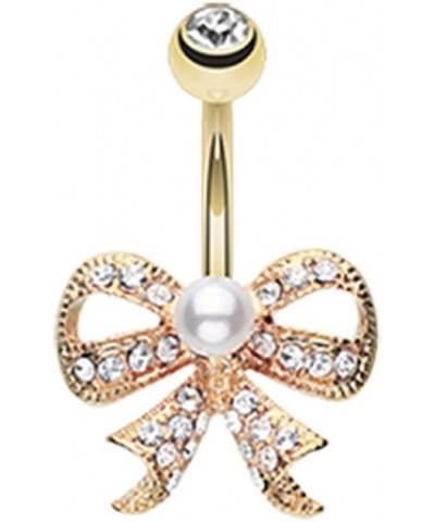 Golden Bow-Tie Splendid Belly Button Ring $11.20 Body Jewelry