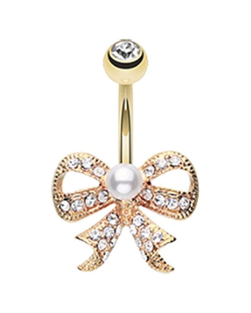 Golden Bow-Tie Splendid Belly Button Ring $11.20 Body Jewelry