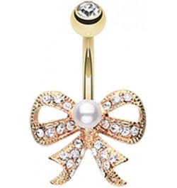 Golden Bow-Tie Splendid Belly Button Ring $11.20 Body Jewelry