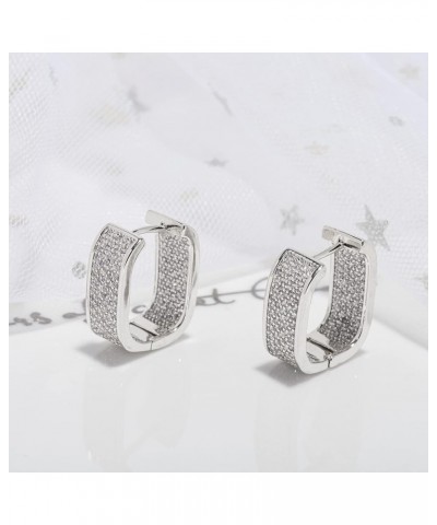 14K Gold Plated cubic Zirconia Huggie Cuff Earrings for women Hoop Earrings Plated Sterling 925 silver Post Small Thick Hoop ...