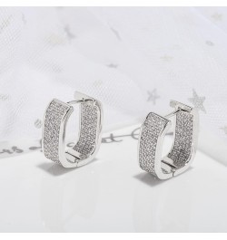 14K Gold Plated cubic Zirconia Huggie Cuff Earrings for women Hoop Earrings Plated Sterling 925 silver Post Small Thick Hoop ...