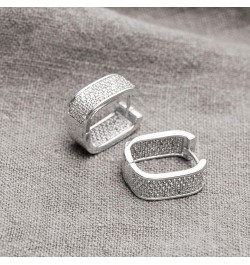 14K Gold Plated cubic Zirconia Huggie Cuff Earrings for women Hoop Earrings Plated Sterling 925 silver Post Small Thick Hoop ...