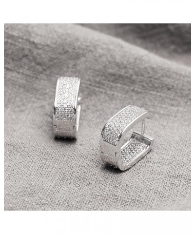 14K Gold Plated cubic Zirconia Huggie Cuff Earrings for women Hoop Earrings Plated Sterling 925 silver Post Small Thick Hoop ...