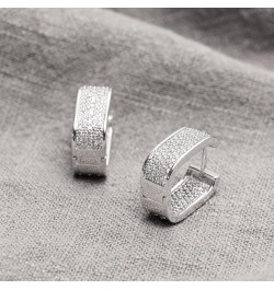 14K Gold Plated cubic Zirconia Huggie Cuff Earrings for women Hoop Earrings Plated Sterling 925 silver Post Small Thick Hoop ...