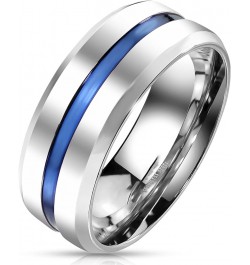 His Hers Sterling Blue Sapphire CZ Bridal Wedding Band Engagement Ring Set Him Her Thin Blue Line Her 11 - His 9 $29.25 Sets