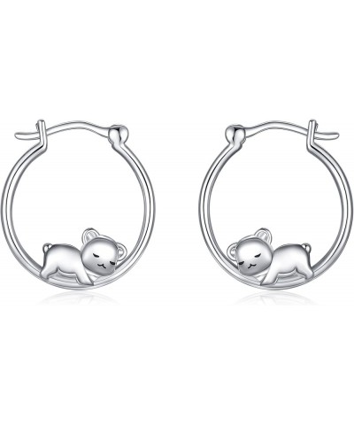 Animal Hoop Earrings for Women Sterling Silver Cute Hypoallergenic Earrings Gifts for Women Girls Teen Teddy bear $14.85 Earr...