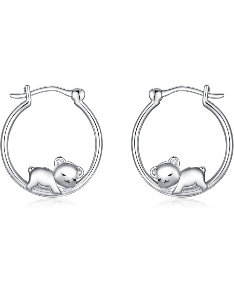 Animal Hoop Earrings for Women Sterling Silver Cute Hypoallergenic Earrings Gifts for Women Girls Teen Teddy bear $14.85 Earr...