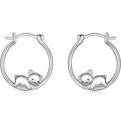 Animal Hoop Earrings for Women Sterling Silver Cute Hypoallergenic Earrings Gifts for Women Girls Teen Teddy bear $14.85 Earr...