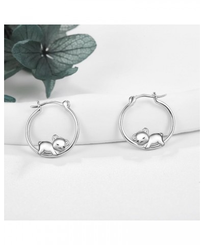 Animal Hoop Earrings for Women Sterling Silver Cute Hypoallergenic Earrings Gifts for Women Girls Teen Teddy bear $14.85 Earr...