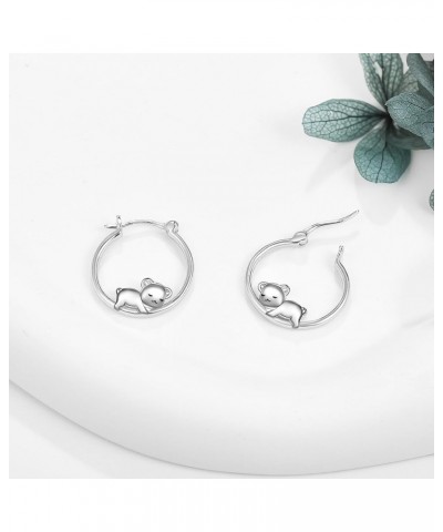 Animal Hoop Earrings for Women Sterling Silver Cute Hypoallergenic Earrings Gifts for Women Girls Teen Teddy bear $14.85 Earr...