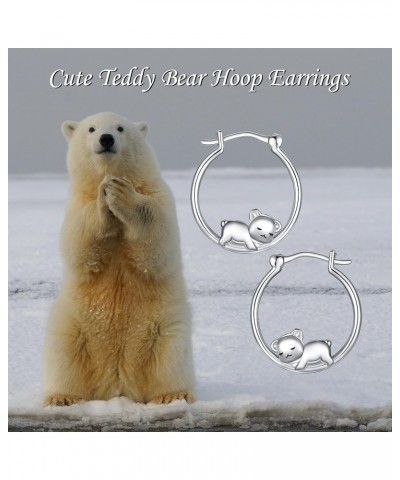 Animal Hoop Earrings for Women Sterling Silver Cute Hypoallergenic Earrings Gifts for Women Girls Teen Teddy bear $14.85 Earr...