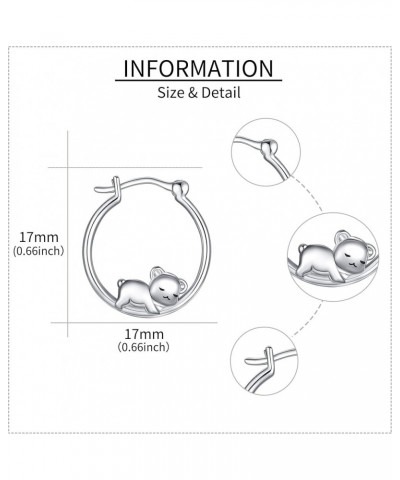 Animal Hoop Earrings for Women Sterling Silver Cute Hypoallergenic Earrings Gifts for Women Girls Teen Teddy bear $14.85 Earr...