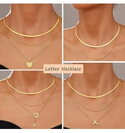 Gold Initial Necklaces for Women Girls, 3 Pcs 14K Gold Plated Letter Heart Pendant Necklaces, Dainty Gold Letter Necklace Set...